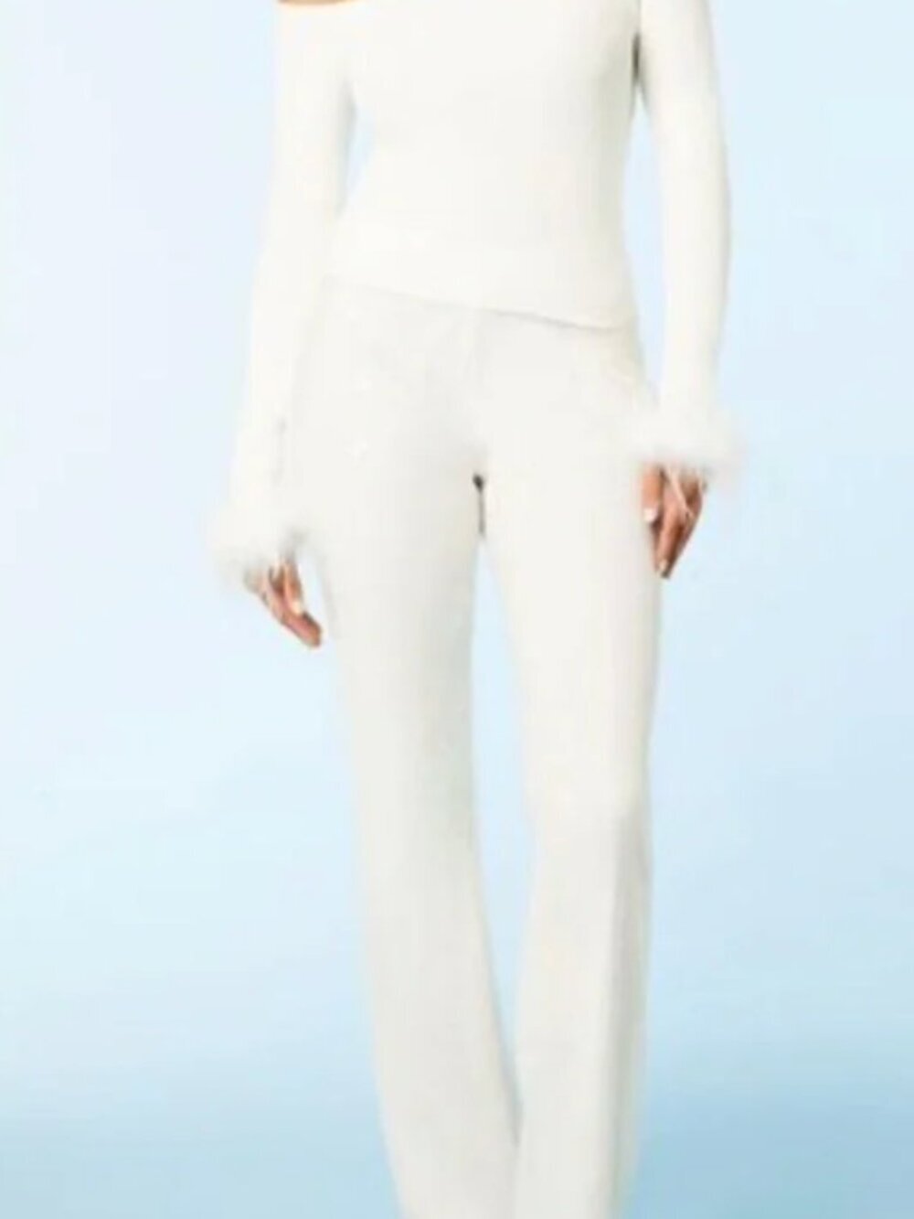 Forever 21 White Sequin Flare Pants - Medium